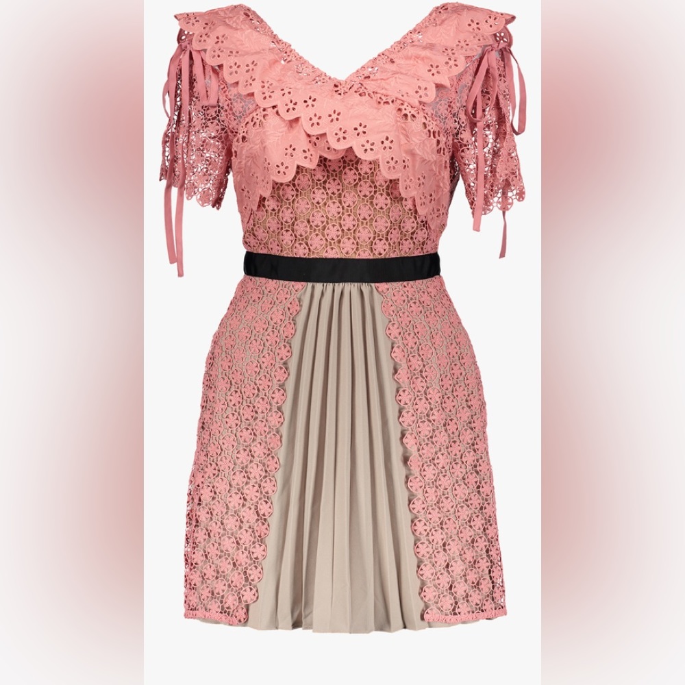 Self-Potrait Cross Front Floral In Pink Dress